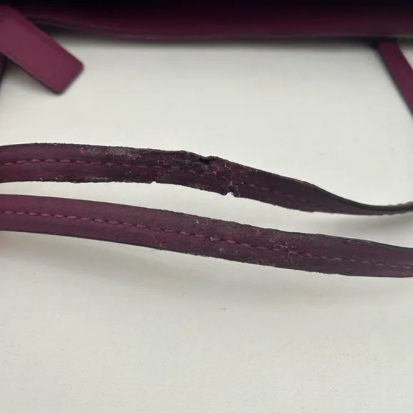 Coach Peyton Leather Zip Top Tote Berry w/ contrasting Signature “C” side panels - Picture 11 of 14